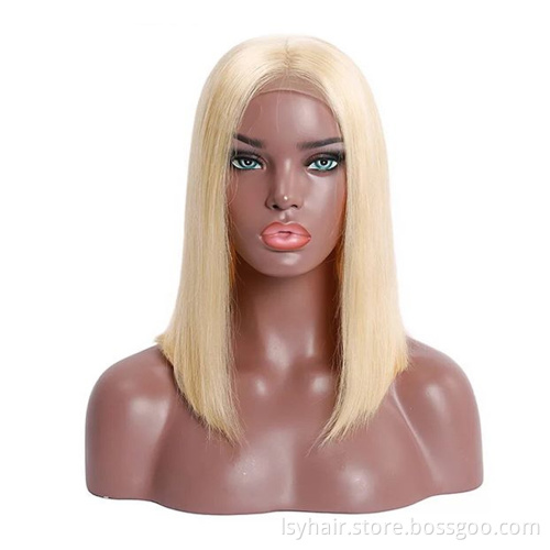 Short Bob 13x4 Transparent Lace 613 Blonde Lace front Human Hair Wigs  Frontal Wigs Blonde Straight Hair Wigs Remy Hair